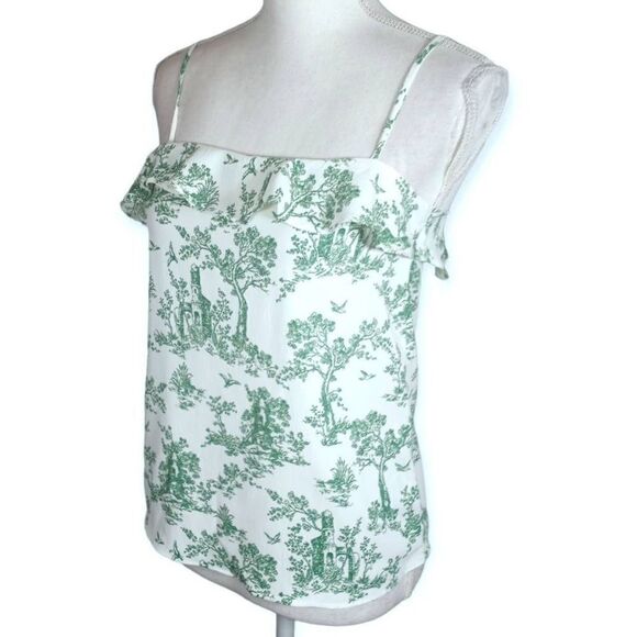H&M GREEN & WHITE RUFFLE CAMI SZ.2 NWT - Picture 2 of 8